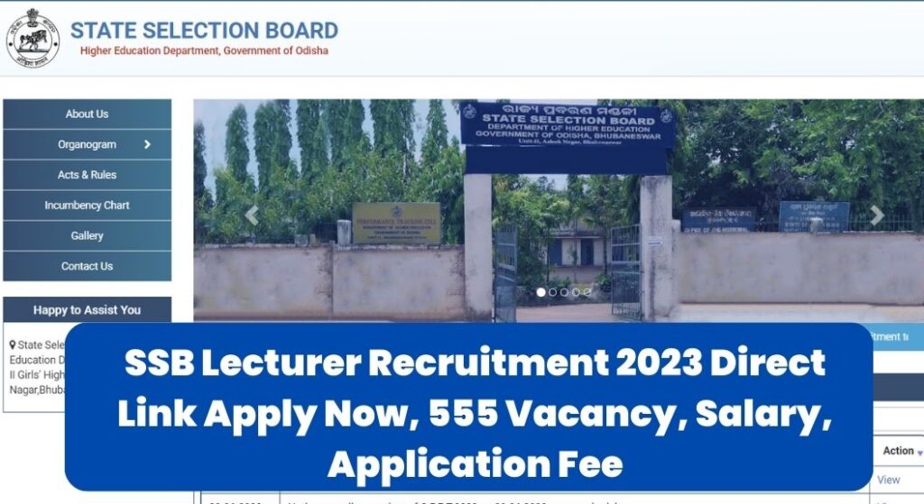 SSB Lecturer Recruitment 2023 