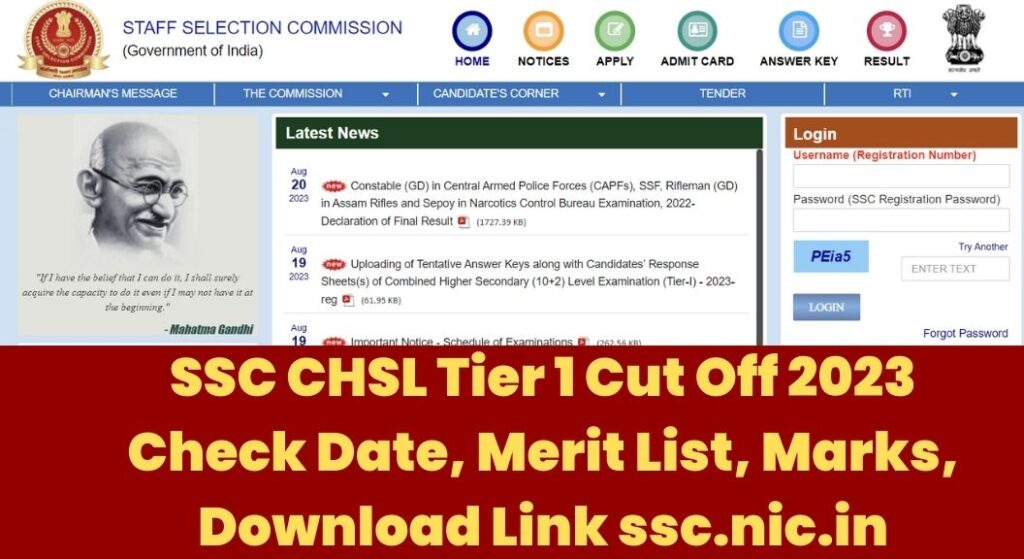 SSC CHSL Tier 1 Cut Off 2023