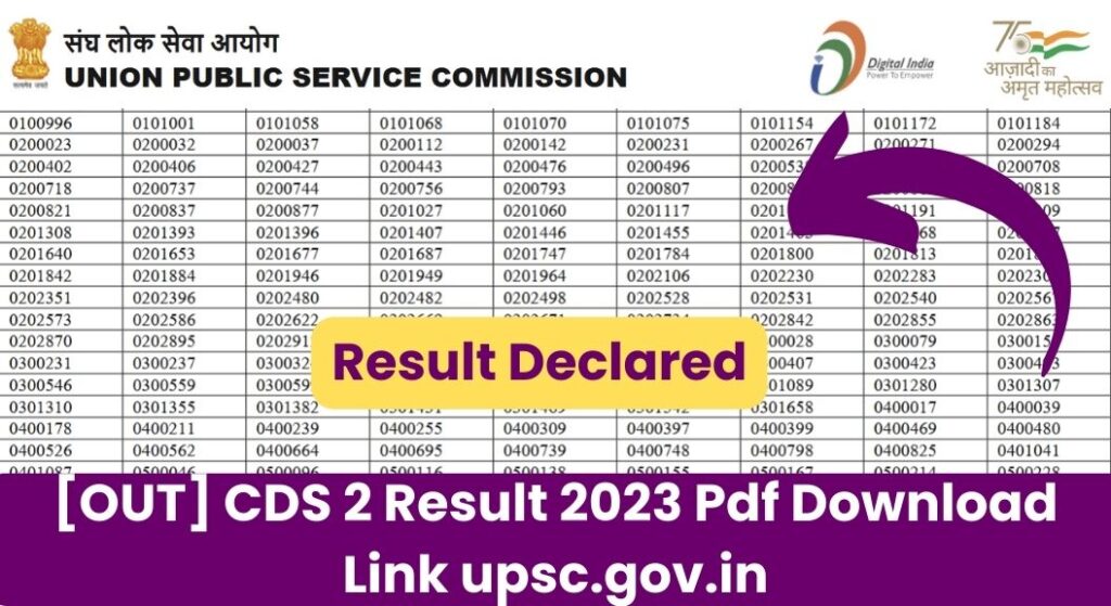 [OUT] CDS 2 Result 2023 Pdf Download Link upsc.gov.in